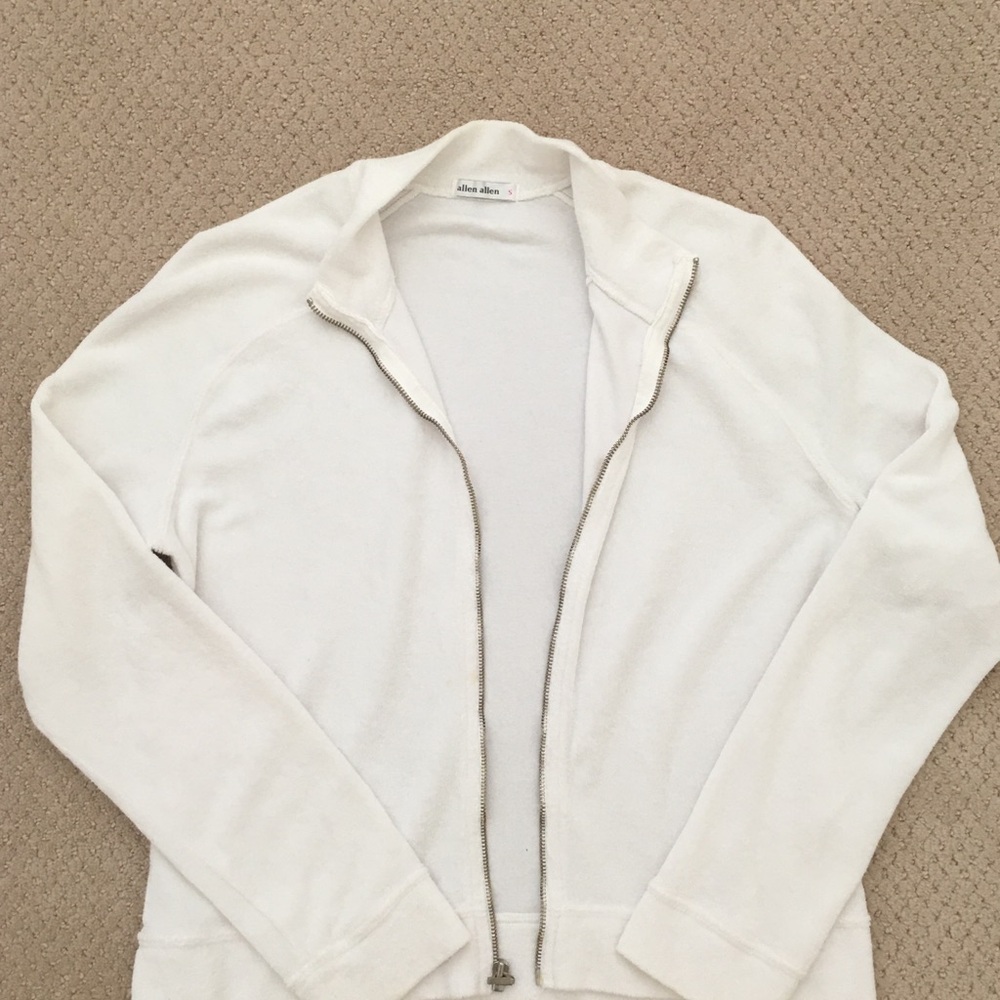Allen Allen Womens White Jogger Track Suit Zip Up Jacket & Wide Leg Pant Small - Picture 16 of 16